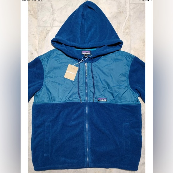 Patagonia Women's Microdini Hooded Fleece Jacket Full Zip Lagom Blue Size Large - Picture 2 of 5